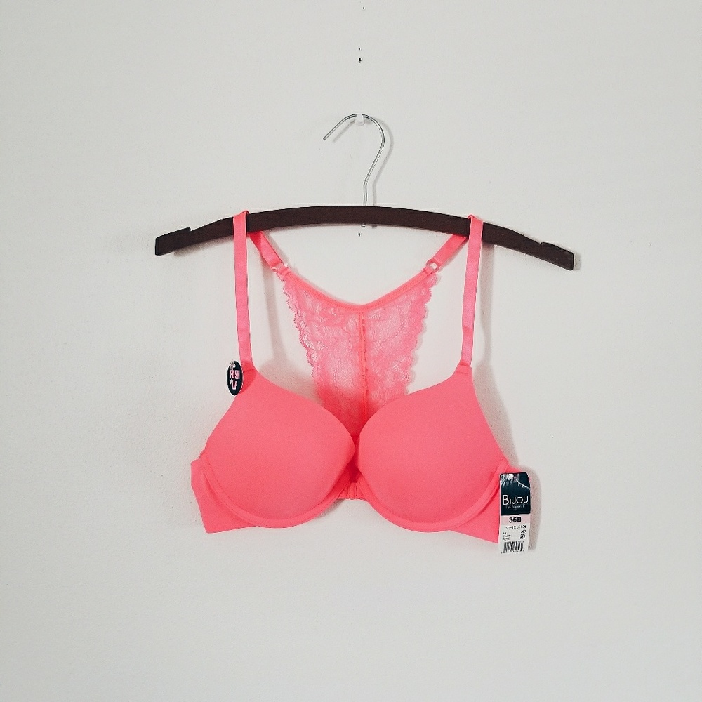 Bijou Hot Pink Open Front Push Up Bra 36B
